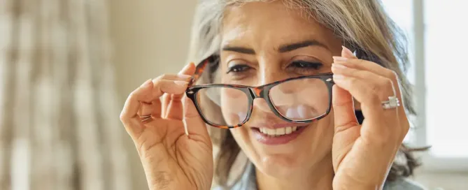 Smiling woman during a vision health consultation