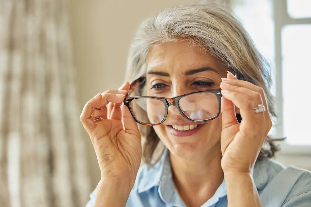 Smiling woman during a vision health consultation