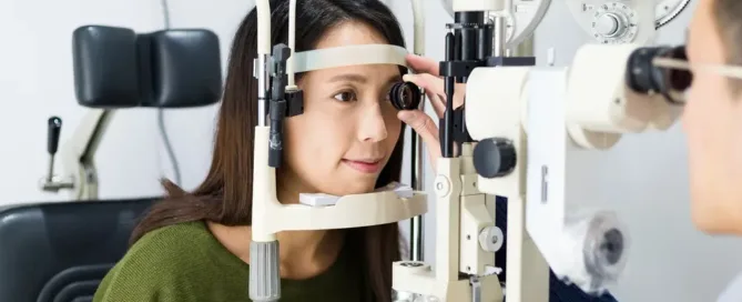 Smiling woman during a vision health consultation